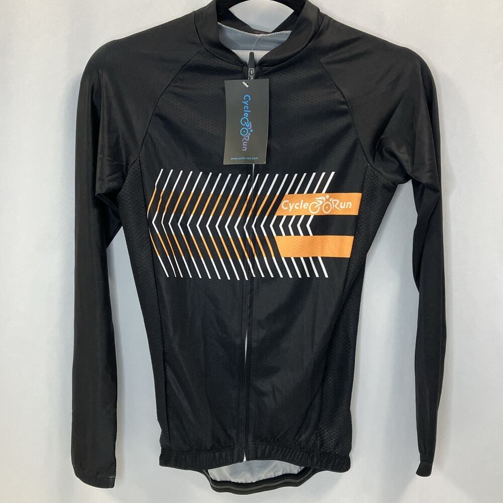 Cycle-Run Black Wizo Long Sleeve Cycling Jersey Shirt Full Zip Women's Small